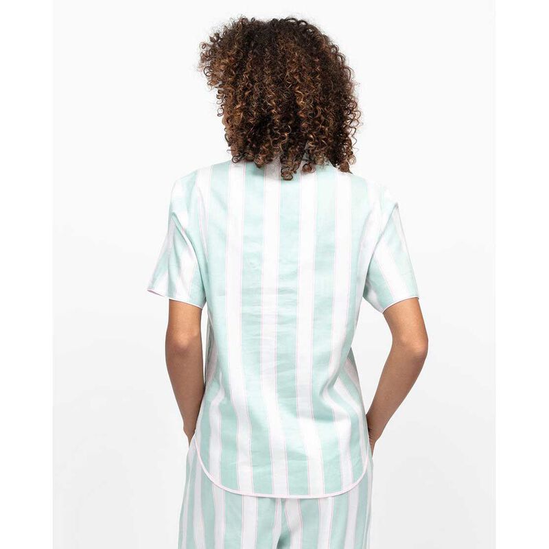 Cyberjammies Francesca Mint Printed Stripe S/Slv Pyjama Top image number 1